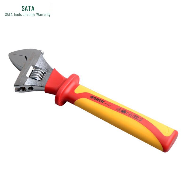 SATA VDE Insulated Large Opening Adjustable Wrench 6 inch