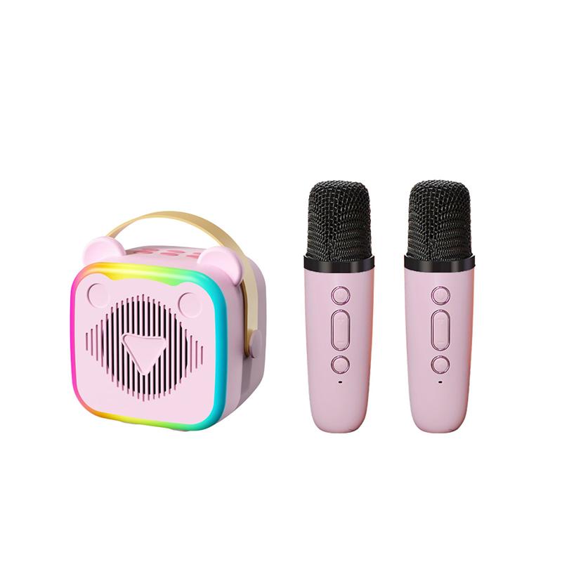 K10 Wireless Bluetooth Speaker With 2 Microphone RGB Light Outdoor Home Karaoke Voice Change Mini Speaker for Family Gifts
