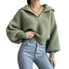 2026 Fall Winter Womens Knit Pullover Sweater Turn-Down Collar Casual Top