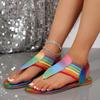 Sequined Flat Shoes Elastic Band Flip-flops Women's Plus-size Bohemian Simple Beach Flip-flops