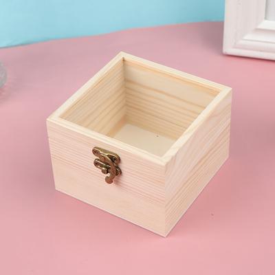 Aufbewahrungsbox aus Holz, schlichtes Holz mit Deckel, multifunktionale, quadratische Bastelboxen mit Scharnier
