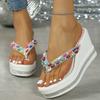Luxus Leichte Strass Damen Flip-Flops Dicke Sohle Höhenverstellend Sommerlich Lässig Außen-Slipper, Damenschuhe