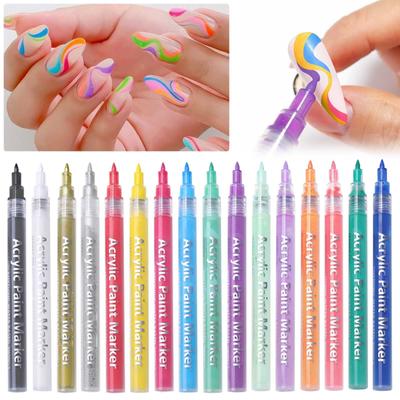 1PC Nail Pen Waterproof Nail Polish Pen Quick Dry Long Lasting DIY Abstract Lines Painting Pen For Nail Portable Tip Nail Pen 2.5ml