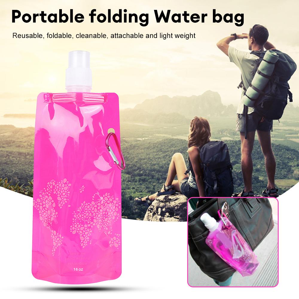 500ml Portable Folding Water Pouch Plastic Outdoor Use Athletic Water Bottle Drink Pouch Camping Picnic Water Pouch
