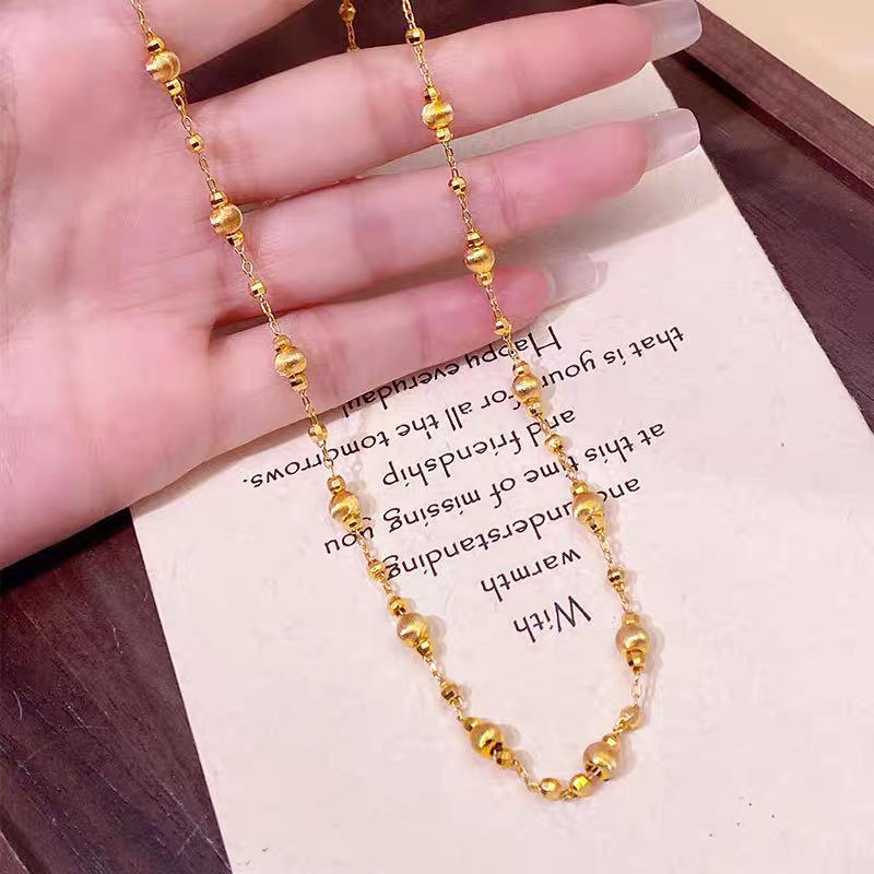Vietnam Gold Disco Beaded Cat Eye Necklace - Elegant Women's Light Luxury Clavicle Chain