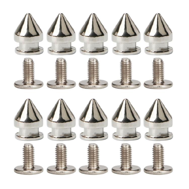 Clous à pointes Rivets Métal Argenté Rivets Décoratifs Punk, 10 Pièces Rivets Pointus à Visser Boucles Bouton Gothique pour Artisanat DIY