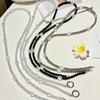 Perlebesatt Telefon-Lanyard Crossbody 1,2m Anti-Mistet Telefon-Smykkekjeder med Festelapp