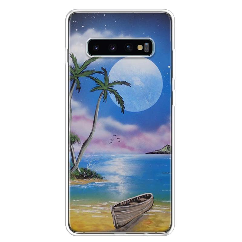 Sea Tropical Palm Trees Beach Phone Case Cover For Samsung Galaxy A12 A22 A32 A52 A72 A02S A51 A50S A31 A20S A10S Note 20 Ultra
