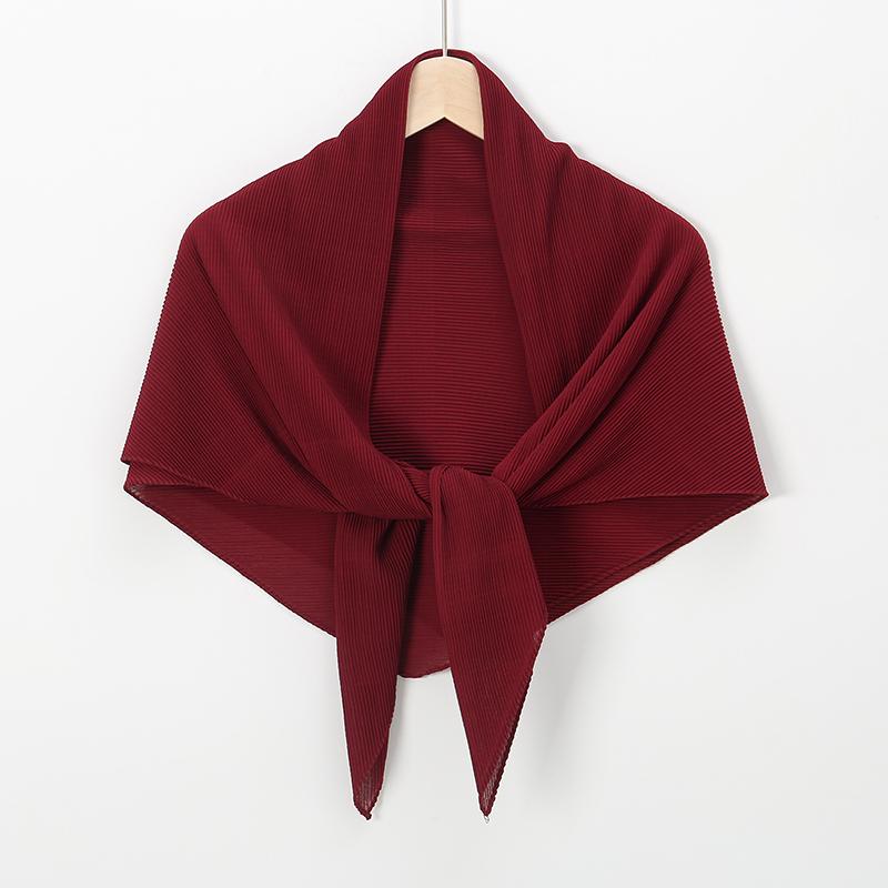 Pleated Square Scarf For Women Muslim Chiffon Hijabs Shawl Solid Crinkle Headscarf Wraps Islamic Turban Headband Bandana Foulard