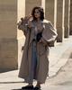 2025 British Style Women's Extra Long Khaki Belted Cape Trench Coat
