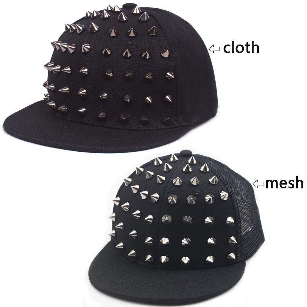 Sunshade Hip Hop Hat Adjustable Baseball Cap Casual Rivet Flat Hat Men and Women's