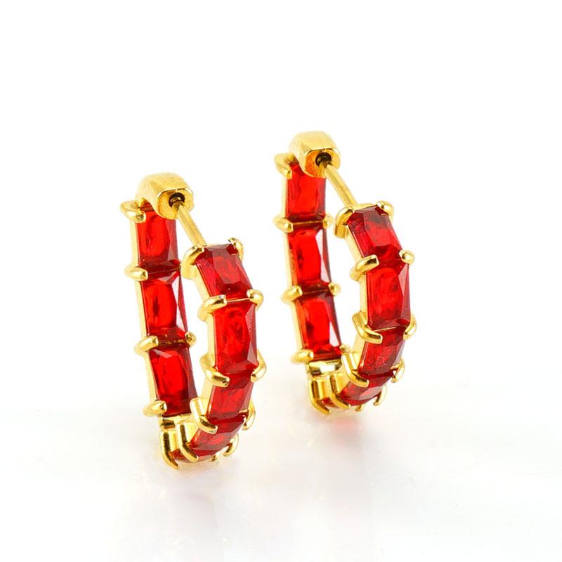 Autumn new strap buckle titanium steel zircon earrings geometric trend French retro earrings women