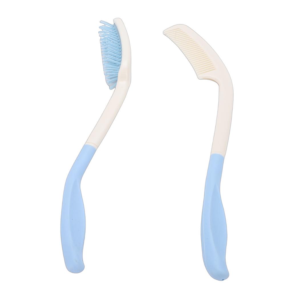 Handled Comb and Hair Brush Set Comb Hair Brush Curved Ergonomic Grip for Limited Mobility