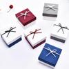 Rectangle Gift Box with Ribbon Bow Cushion Bridesmaid Wedding Birthday Present Wrapping Box with Lid Jewelry Packaging Box