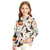 Girls' Long Sleeve Halloween Print School Uniform Blouse for Casual and Formal Wear