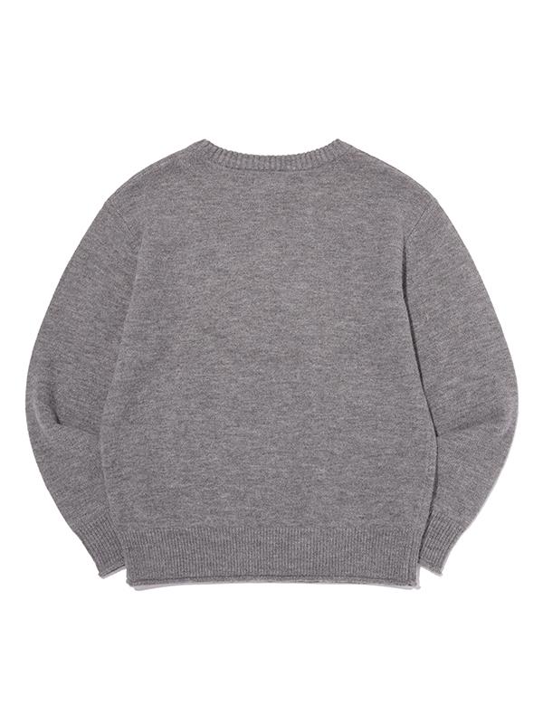 KIRSH Ribbon Cherry Loose Fit Hairy Pullover [Charcoal]