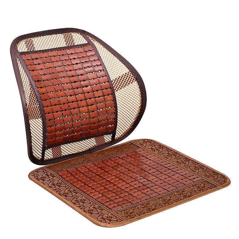Bamboo Lumbar Support Cushion - Breathable Car & Office Backrest Pillow for Summer