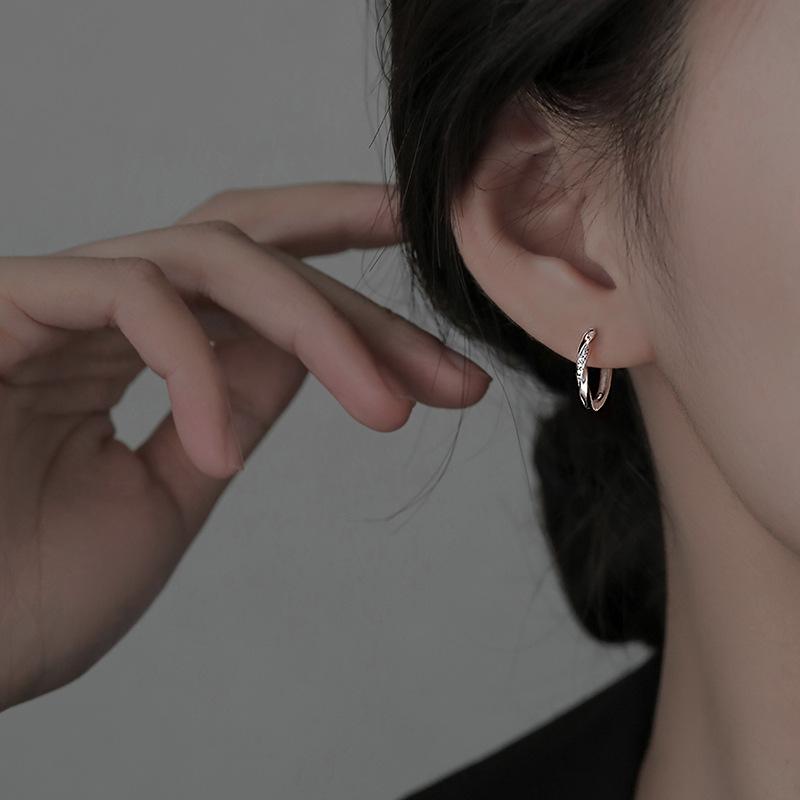 Round Stud Earrings - Elegant, Exclusive and Sophisticated Women's Jewelry, Light Luxury Stud Earrings with Ear Loops