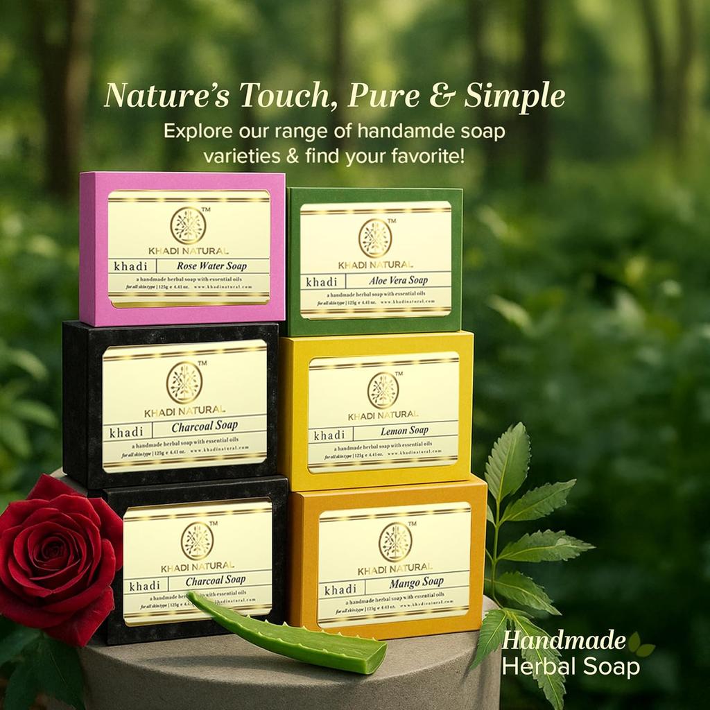 Khadi Natural Herbal Soap Gift Set 10 Soap Pack of 1 | Handcrafted Essential Oil Soaps | Gentle Natural Cleansing