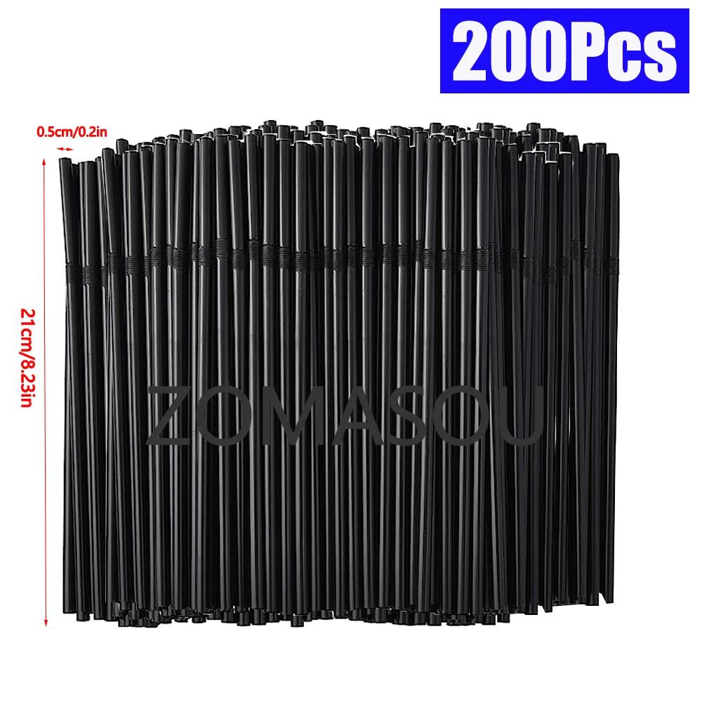 50-3000PCS Black&Colorful Drinking Straws Party Rietjes Kunststof Beverage Straw Milk Tea Kitchen Accessory Wholesale