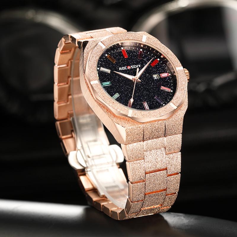 AOCASDIY Luxury Business Men Watches Stainless Steel Quartz Wristwatches Auto Date Male Clock with Luminous Hands