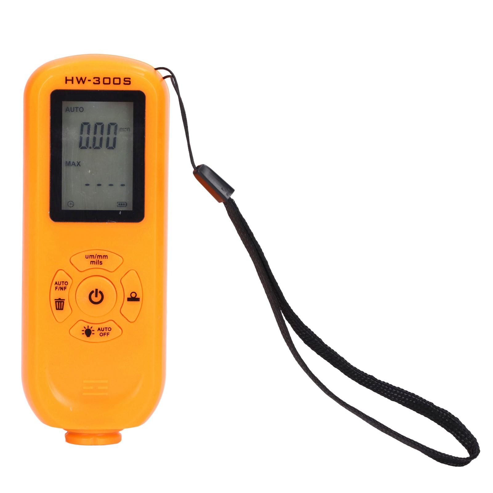 HW‑300S Цифровой измеритель толщины покрытия с подсветкой LCD, толщиномер пленки для производства, металлообработки оранжевый