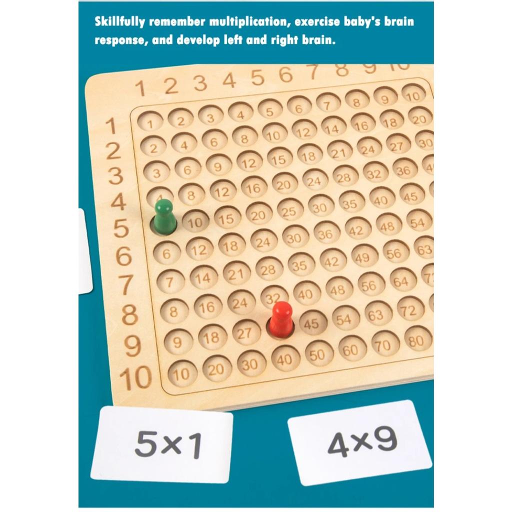 Holz Montessori Multiplikationsbrettspiel Kinder lernen Lernspielzeug Mathematik Zählen Hunderterbrett Interaktives Denkspiel
