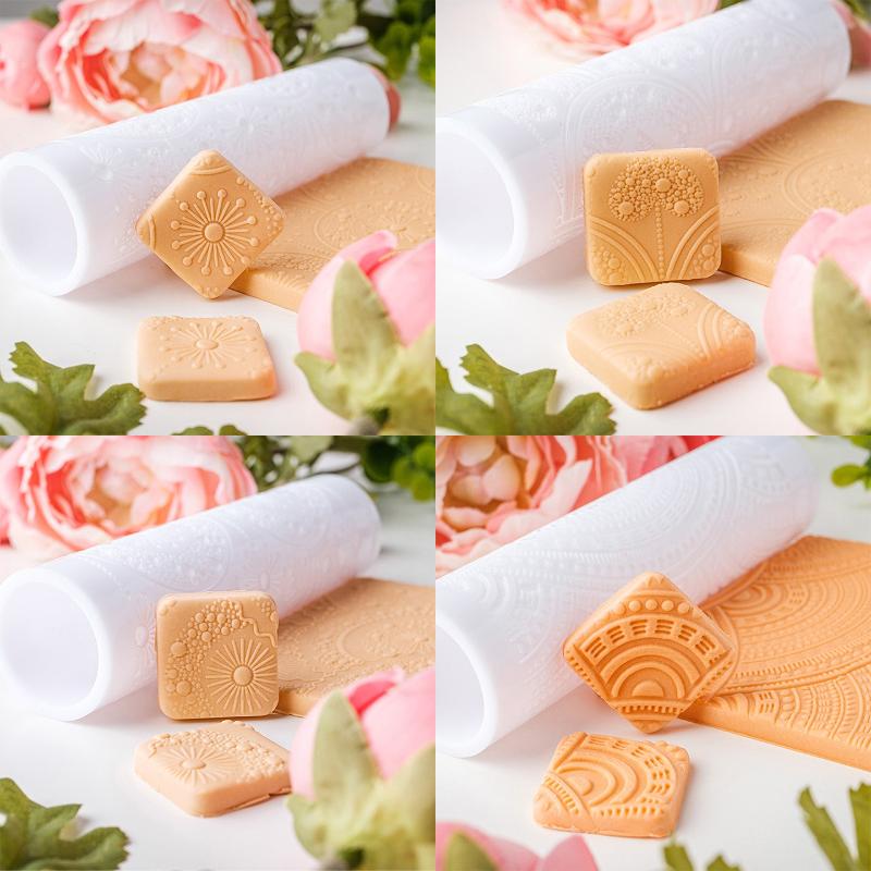 Retro Patterned Soft Pottery Texture Roller Handmade Tool Clear Pattern Easy To Use Making Pendant Earrings DIY Clay Fondant