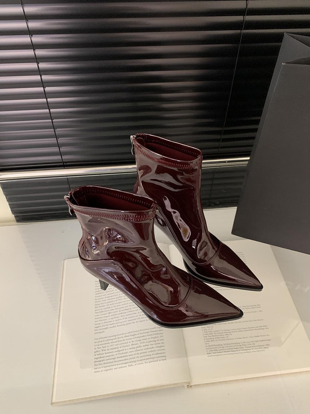 

модные женские ботильоны челси ботинки зима осень тонкие высокие каблуки 2024 новые поступления черные красные леопардовые носки сапоги женские размеры 35-39 7 красный