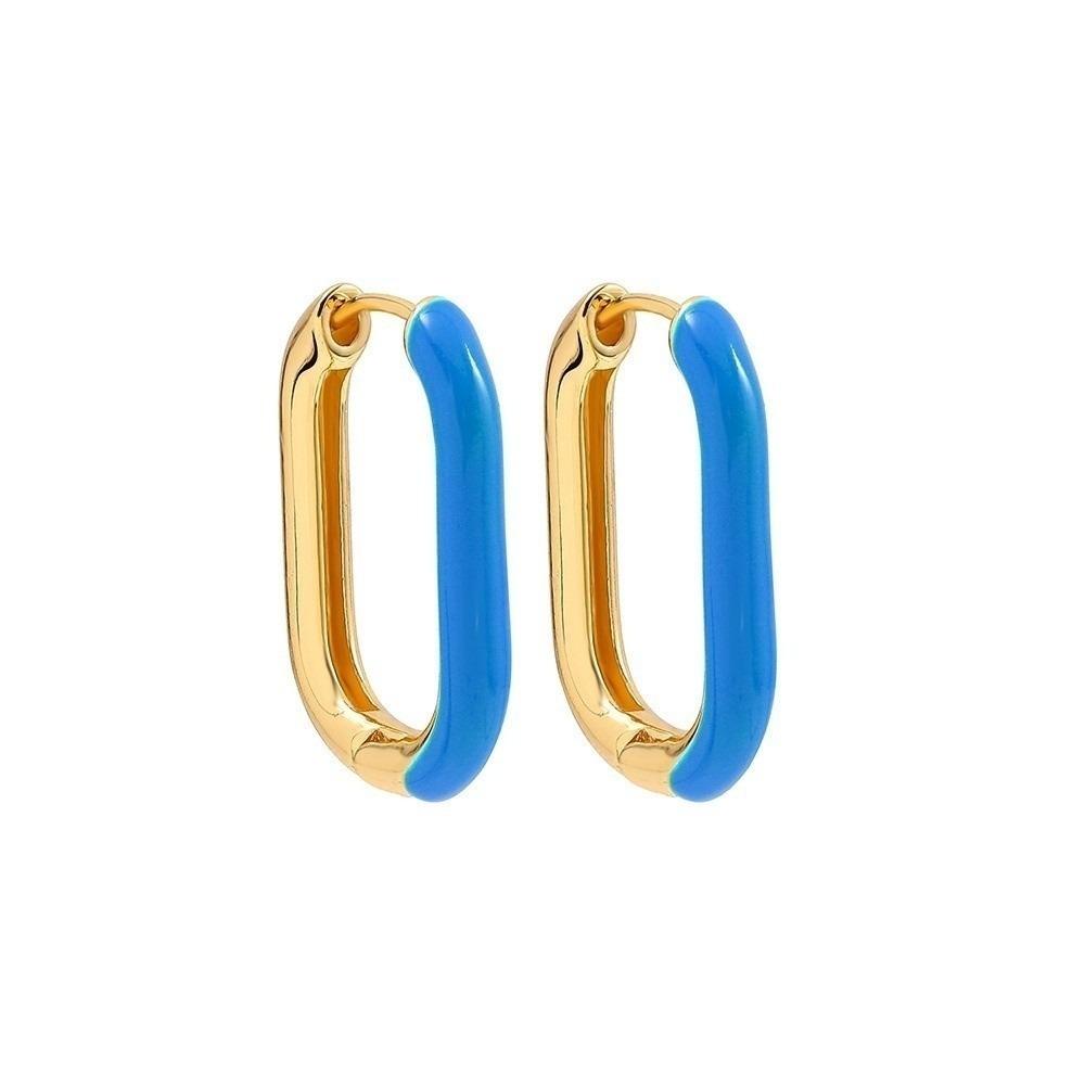 1 Pair Retro Geometric Hoop Earrings Colorful Colorful Enamel Earrings  Women Jewelry