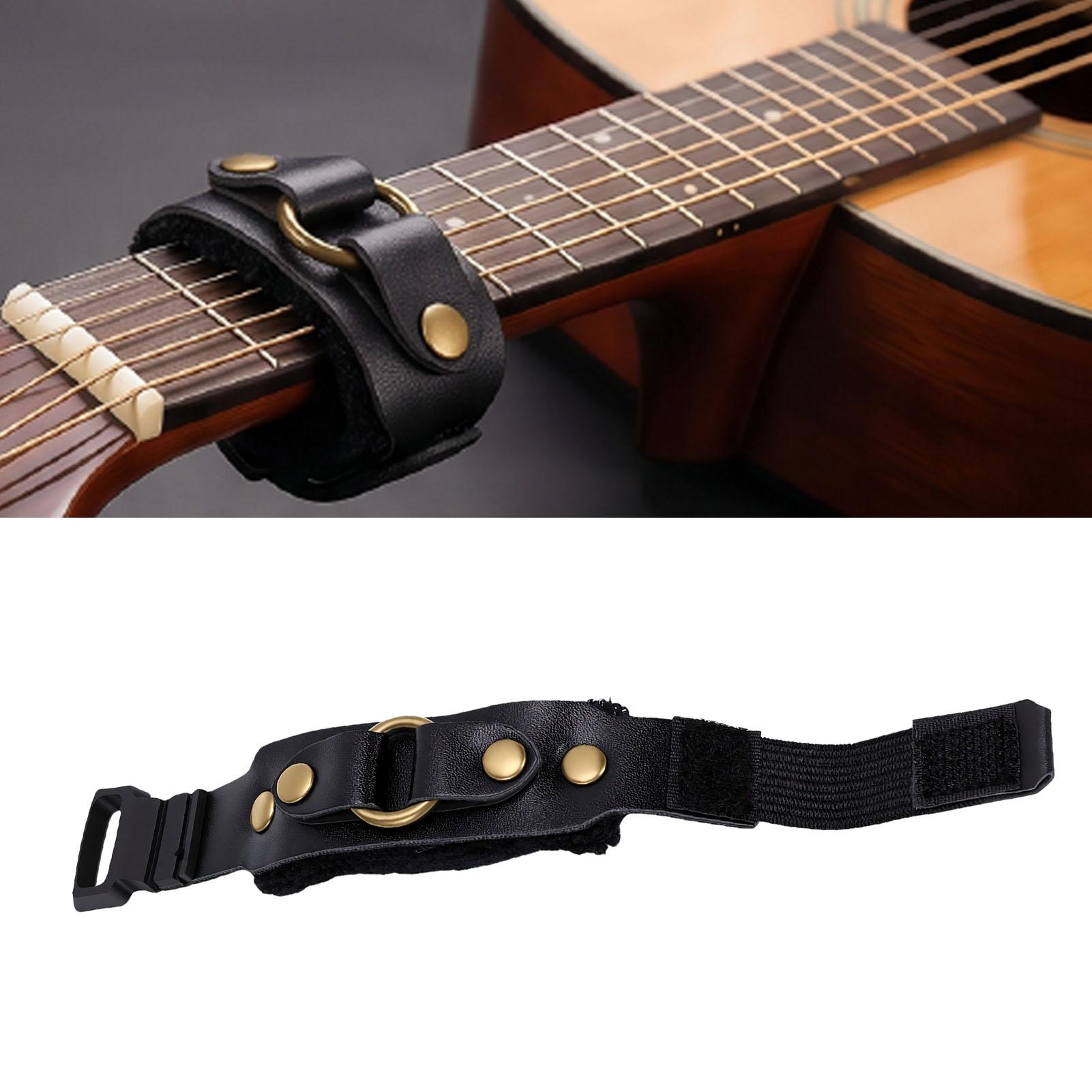 Kytarový popruh St Tlumič Snížení hluku Obvaz na hmatník pro akustickou elektrickou kytaru Basa Ukulele Kůže Černá black