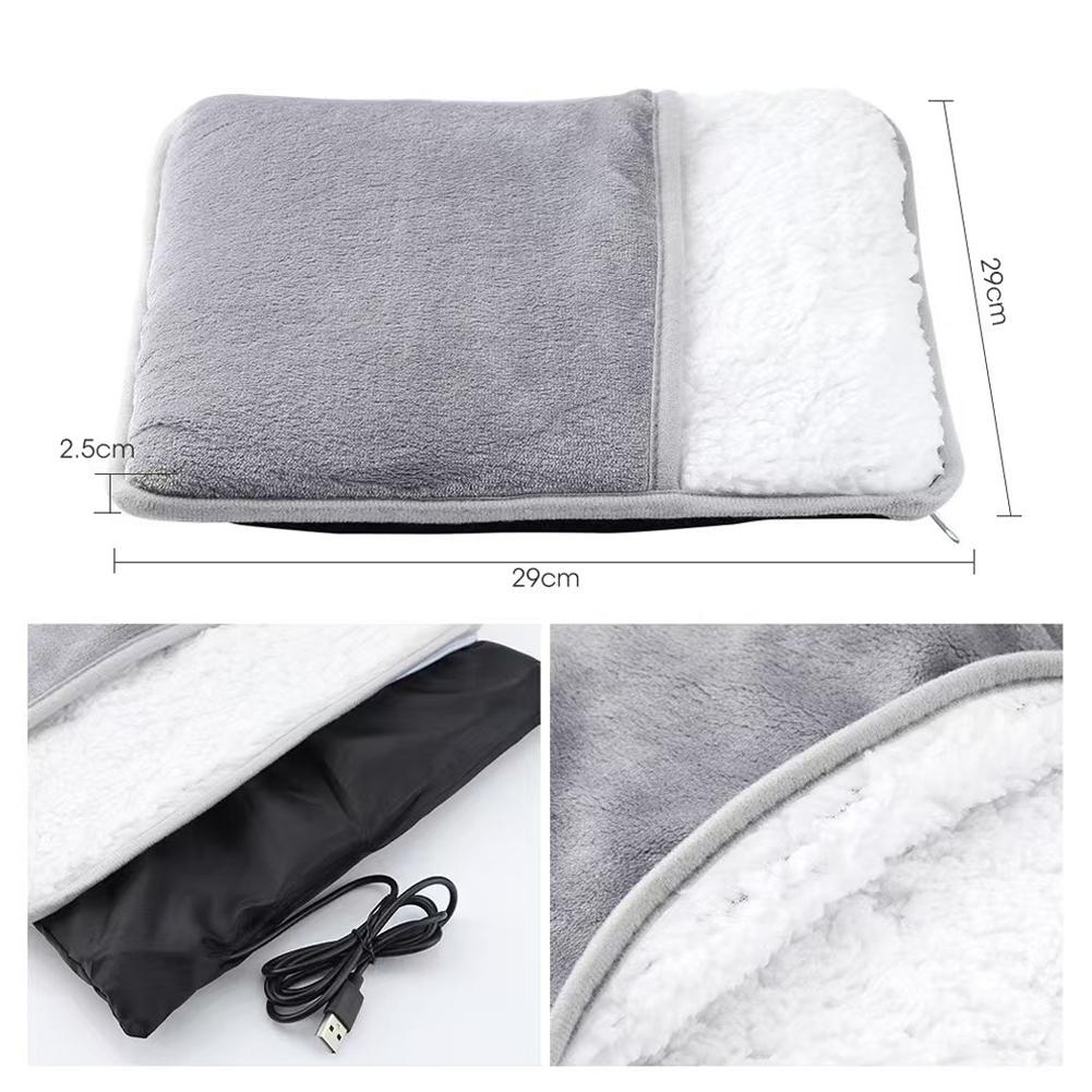 Winter Electric Foot Heating Pad USB Charging Washable Soft Plush Foot Heater Home Office Foot Warming Mat Winter Office Heater