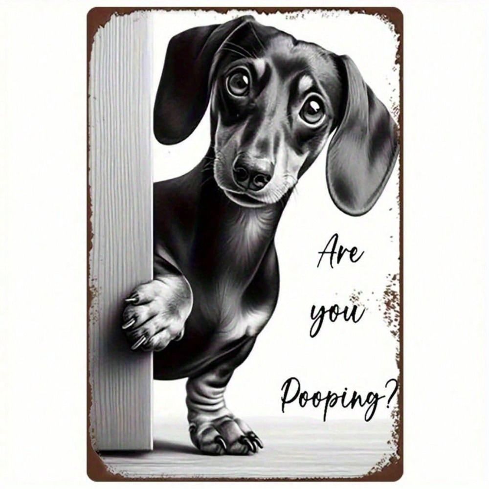 Vintage Metal Poster Dachshund Bathroom Wall Art