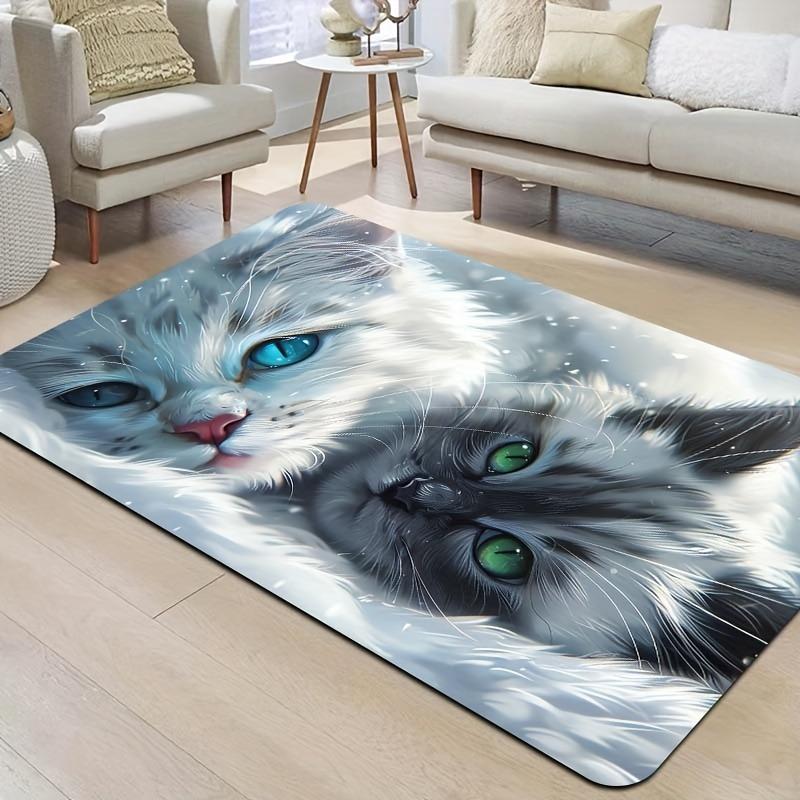 1PC HD Cute Kitten Pattern Door Mats Kitchen Rugs Non-Slip Pop Design Bathroom Rugs Bath Mat Carpet for Home Sink Laundry Decor