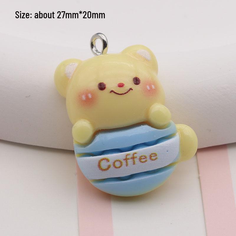 Resin Cartoon Bear Pendant Keychain - Bright Surface Cute DIY Jewelry Accessory