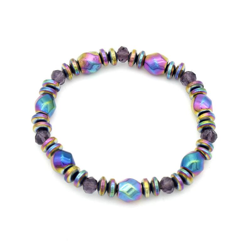2018 Multicolor Electroplated Magnetic Hematite Health Bracelet
