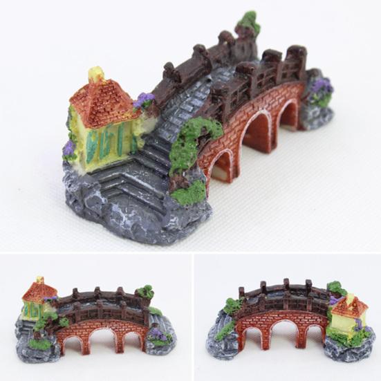 Three-eye Bridge Mini Aquarium Decoration Figurine Simulation Bridge for Fish Tank Home Decor