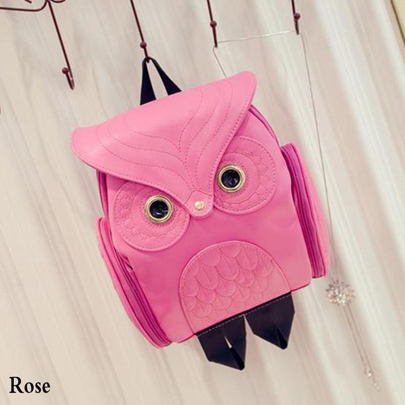 Women Backpack Stylish Cool Black PU Leather Owl Backpack Female Women Shoulder Bag