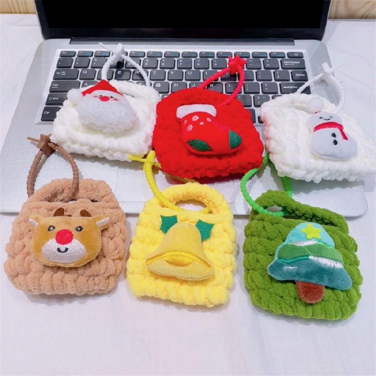 Christmas Plush Keychain Wallet Space Knit Earphone Bag Pendant Practical Holiday Accessory