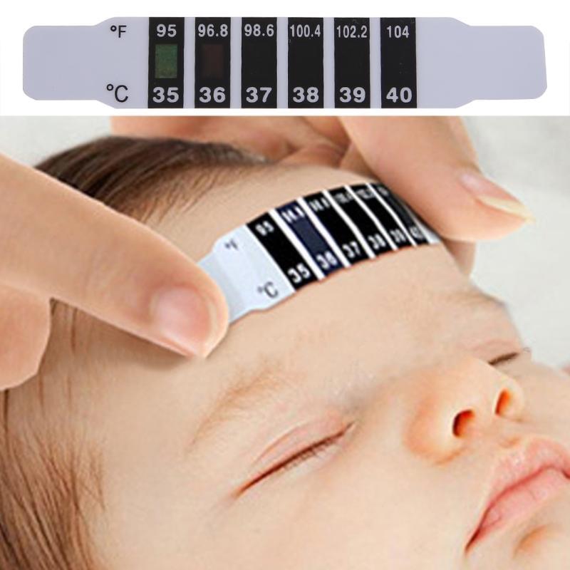 10Pcs Baby Kids Forehead Strip Head Thermometer Fever Body Temperature Test Safe