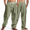 European and American New Men's Loose Linen Casual Wide-leg Trend Beach Sports Four-season Breathable Trousers