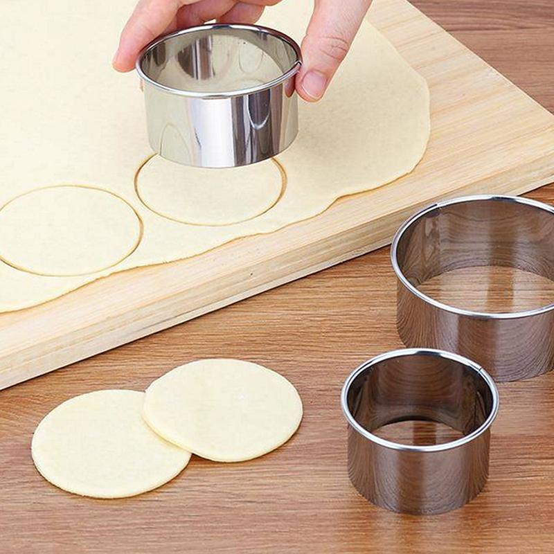 3 Stück Edelstahl Runde Keksform Teigtaschenhautschneider DIY Gebäck Kuchen Backwerkzeug Küchengerät Für Süße Leckereien