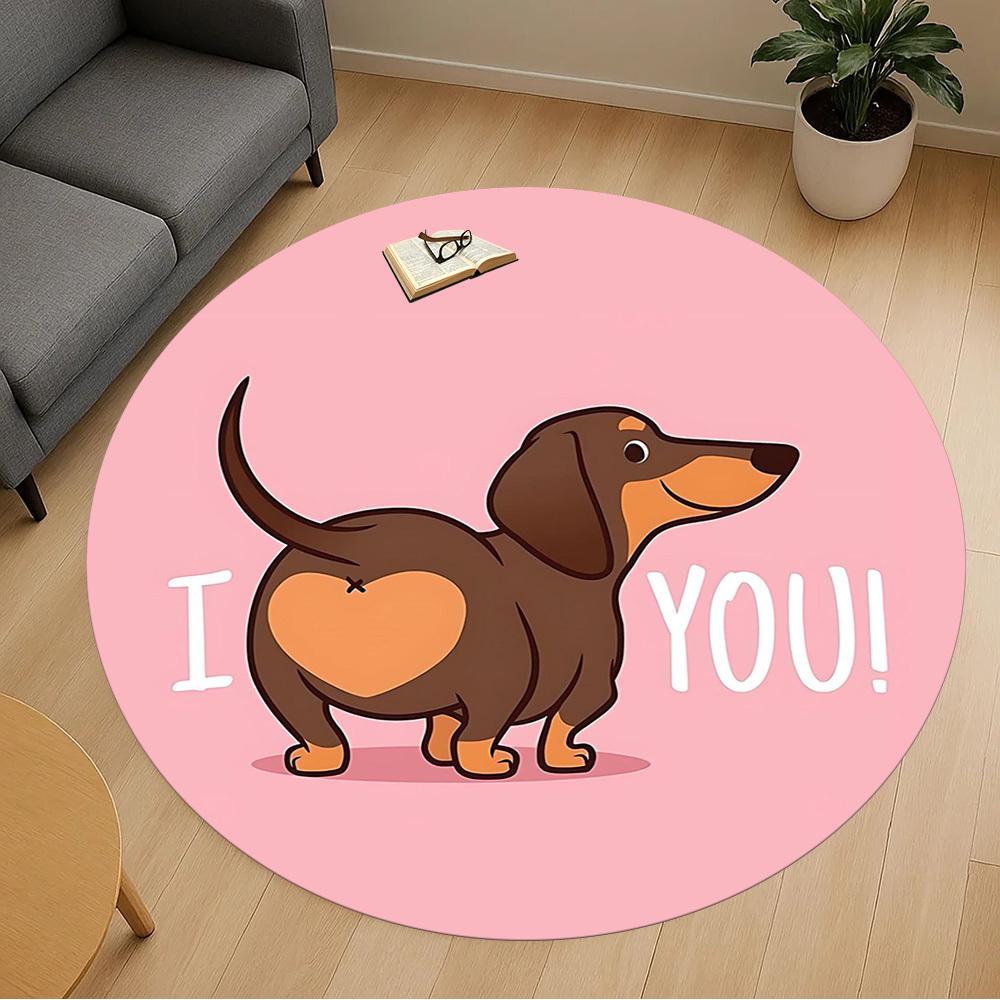1pc I Love You Round Chair Mat Area Rug - Non-Slip, Floor Mat for Office, Bedroom, and Indoor Decor C1125116