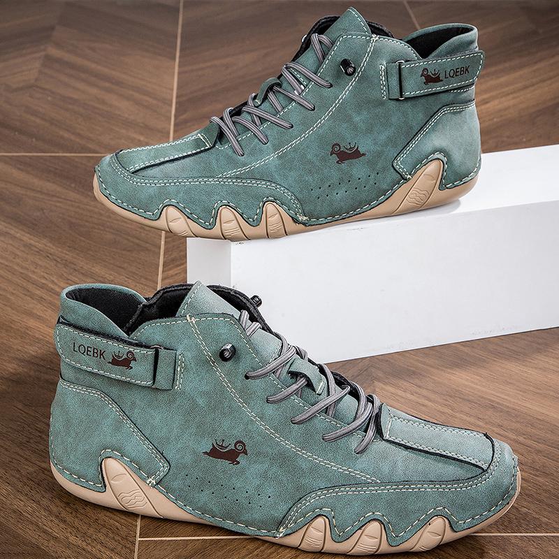 Pánské boty ležérní vysoké tenisky měkká podrážka módní pánské nazouvací kožené boty na řízení a chůzi pohodlí luxus kotníkové boty