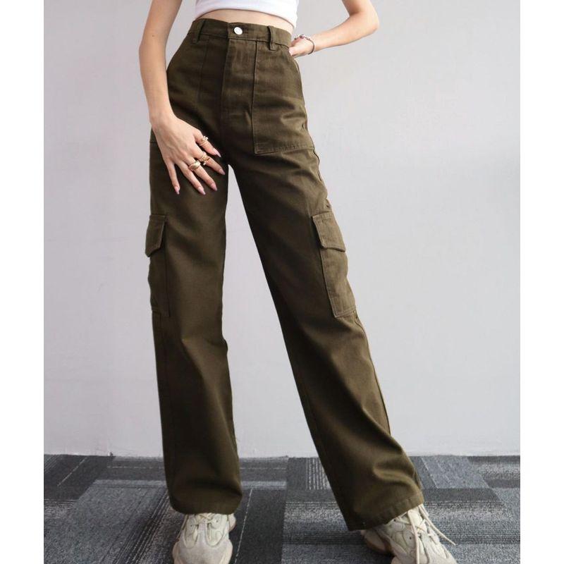 

2024 Casual Pants Pocket Long Pants Work Pants Denim Black Army Green L