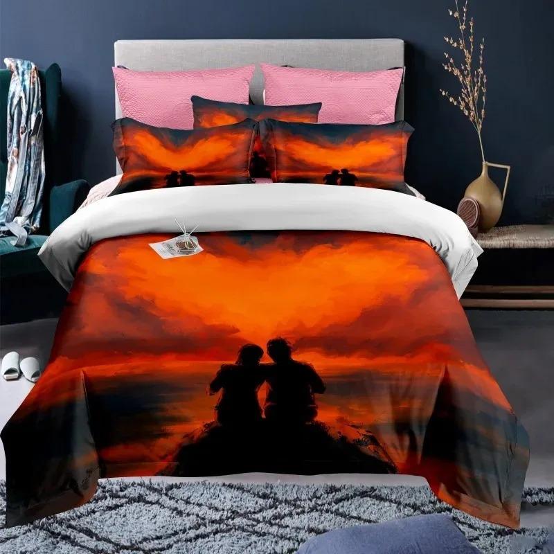 Love Heart Valentine's Day 3D Duvet Cover Bedding Set Comforter Linen Pillowcases Wedding Decor For Couples Twin King Queen