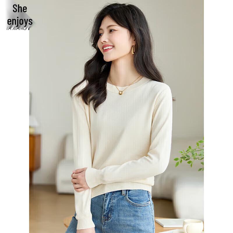 

Women s Solid Round Neck Loose Knit Pullover Sweater M
