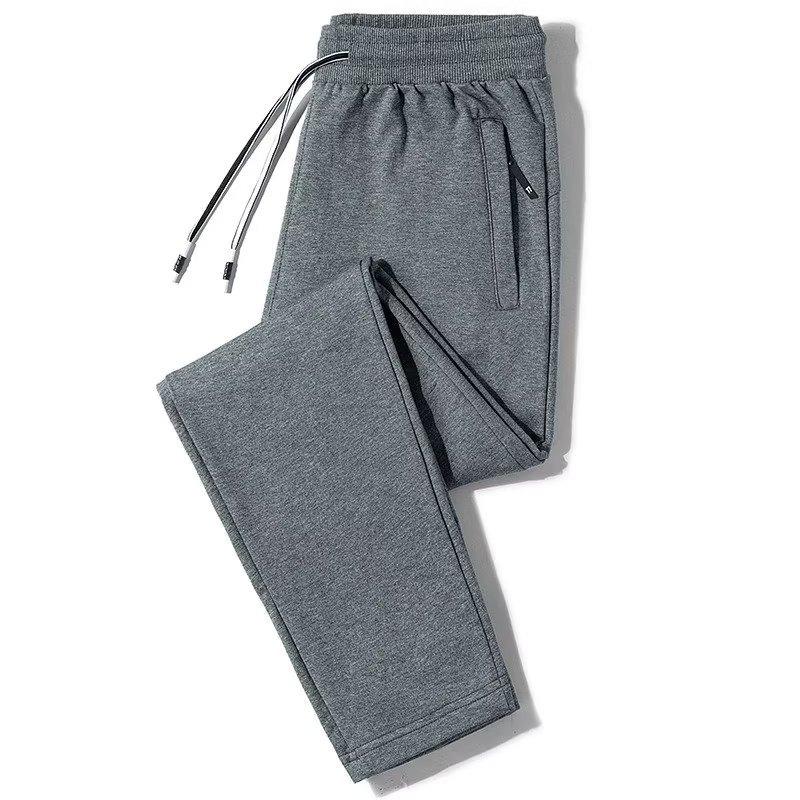 Casual pants men's fleece thickened sweatpants spring, autumn and winter trend sweatpants tied feet straight thermal trousers men