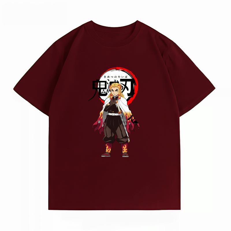 Unisexs Clothing New 100 Cotton Summer TShirt Bandai Demon Slayer Unisexs TShirt Rengoku Print Casual Unisexs TShirt S