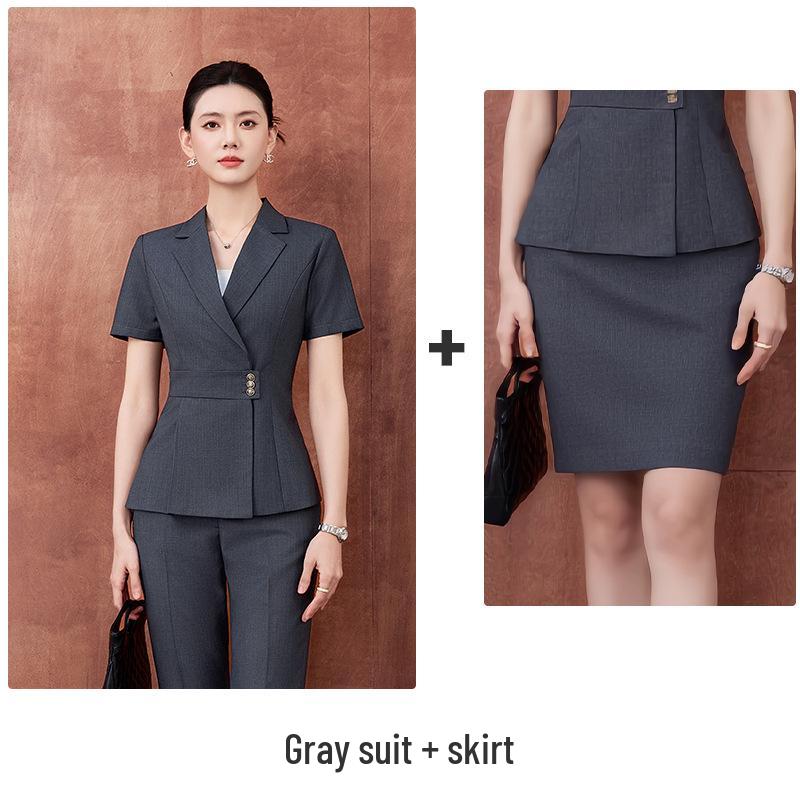 Women's Summer Short-Sleeved Professional Suit - High-End Formal Wear for Interviews and Commute